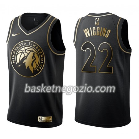 Canotte Uomo Minnesota Timberwolves Andrew Wiggins 22 Nike Nero Golden Edition Swingman